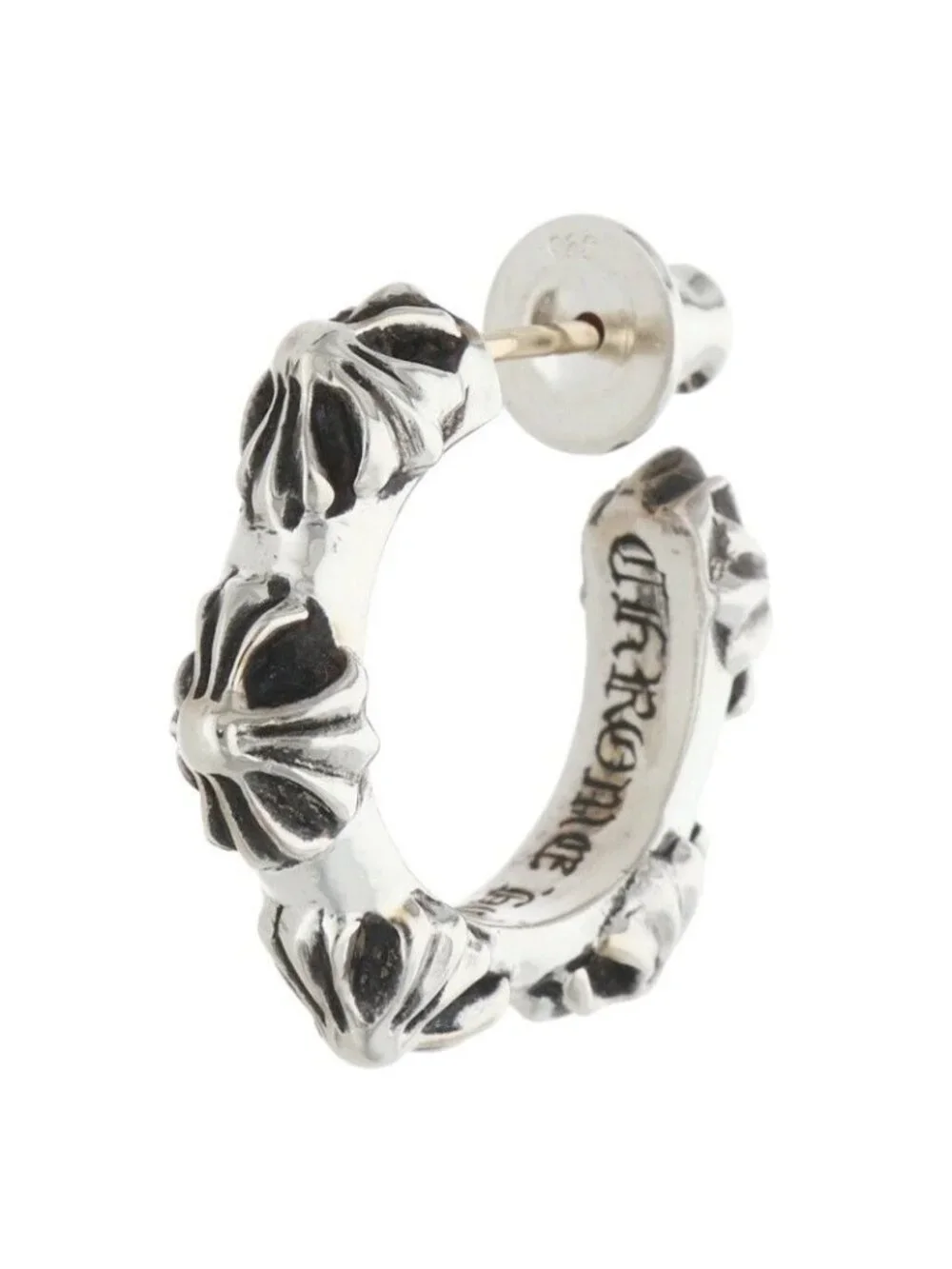 Chrome Hearts Hoop Cross Sml Band Silver Earrings